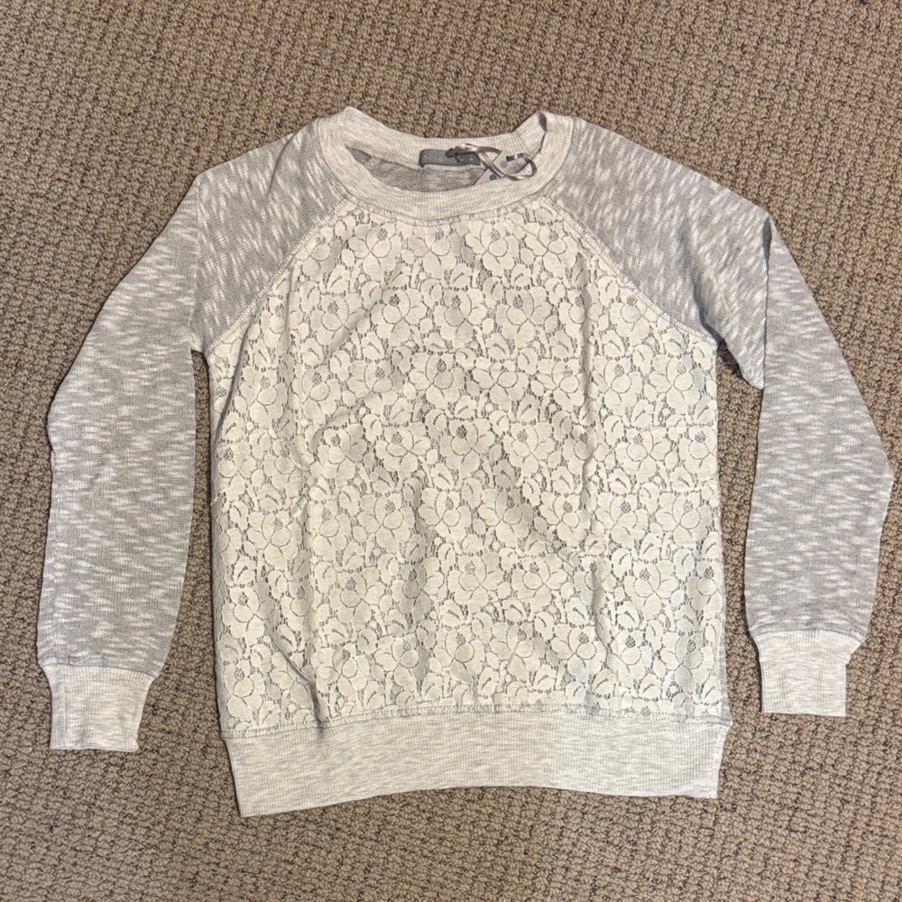 Gray Lace Front Sweatshirt